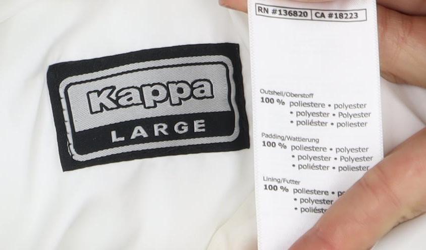 Kappa Unisex White Puffer Jacket L Full Zip Winter