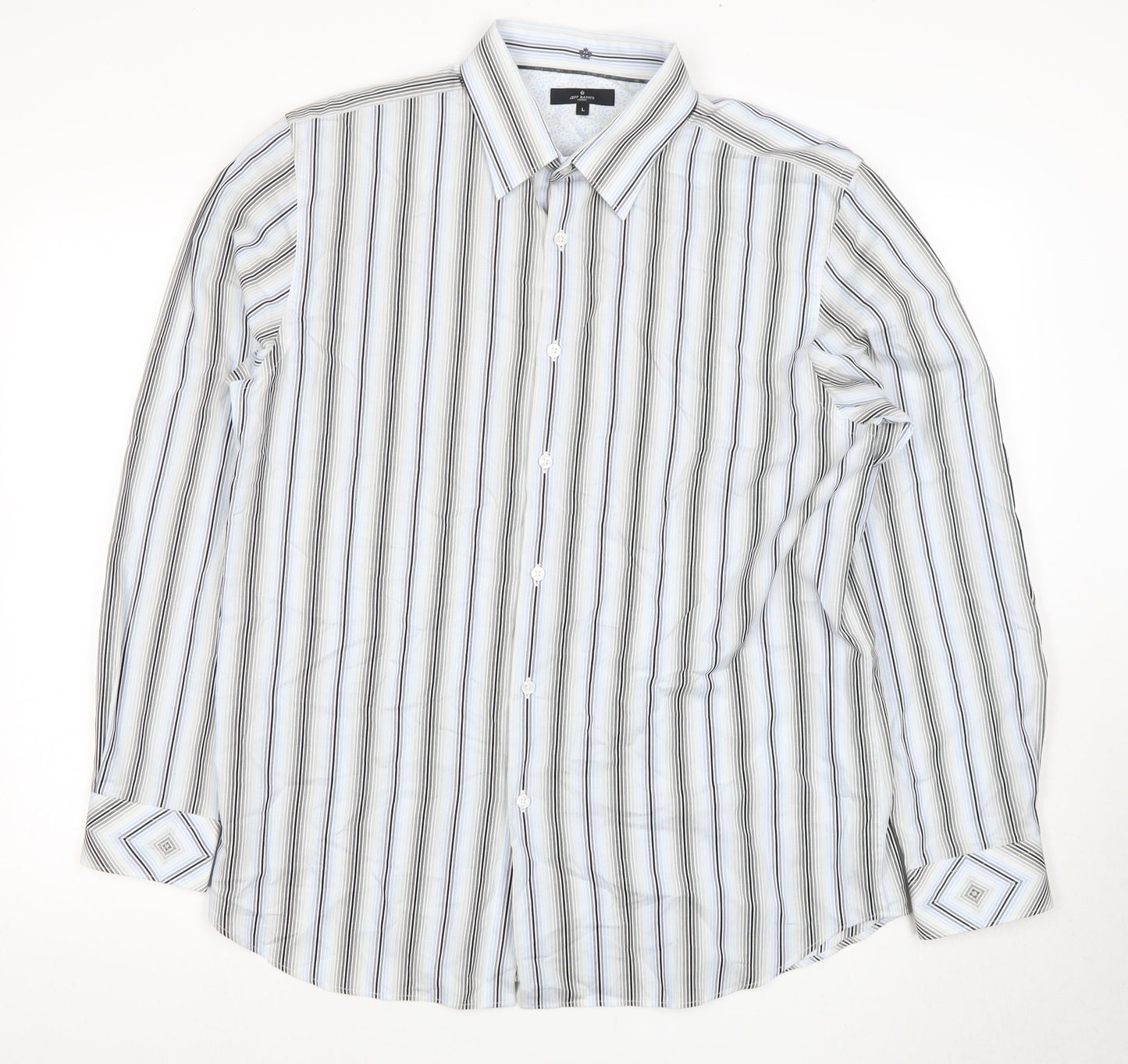 Jeff Banks Men's L White Striped Dress Shirt