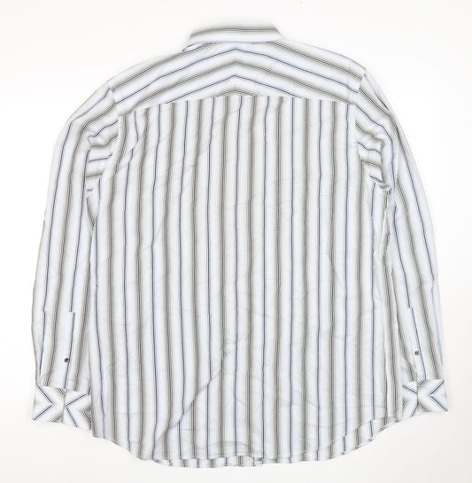 Jeff Banks Men's L White Striped Dress Shirt