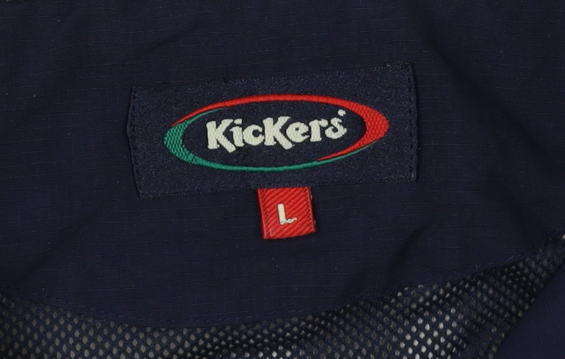 Kickers Men's L Blue Beige Anorak Jacket Hooded