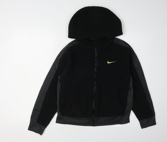 Nike Boys Black Dri-FIT Hooded Jacket, L, Sports, All Seasons