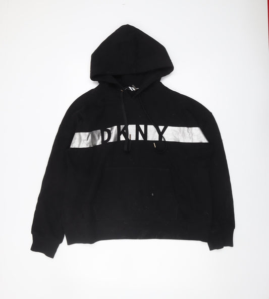 DKNY Women's Black Pullover Hoodie, Size L, Cotton Blend