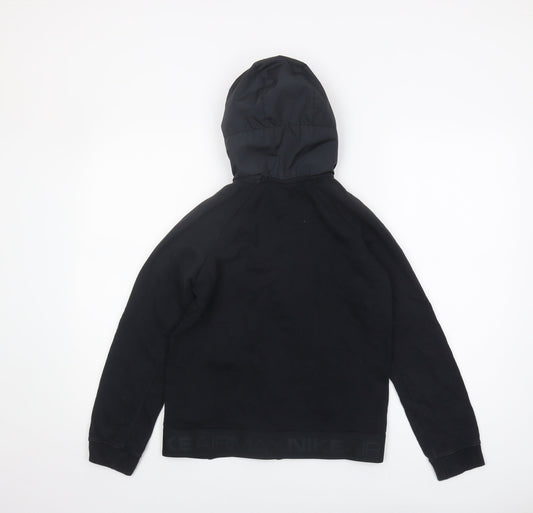 Nike Boys Black Full Zip Hoodie, L, Hooded, Logo Design