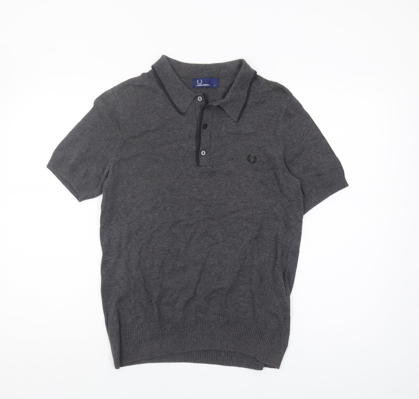 Fred Perry Men's Grey S Henley Jumper Casual