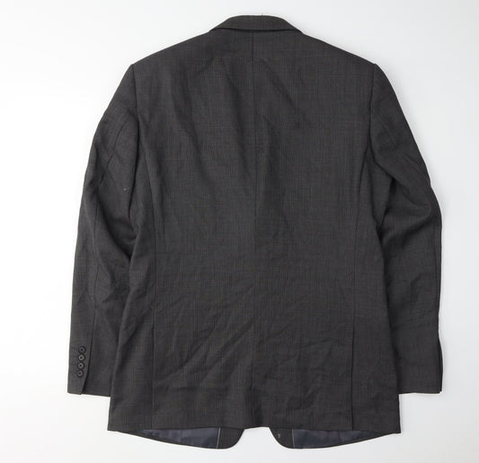 Next Men's Grey Blazer 40R Regular Fit Wool Formal