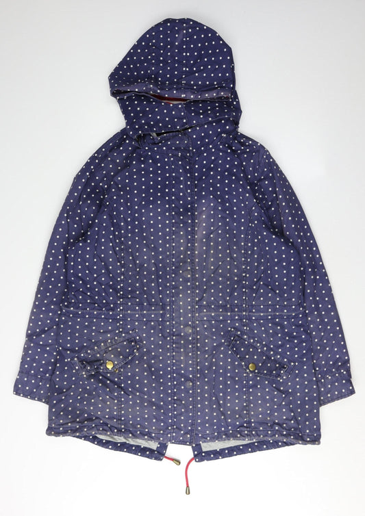 Laura Ashley Women's Blue Polka Dot Hooded Jacket