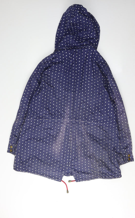 Laura Ashley Women's Blue Polka Dot Hooded Jacket