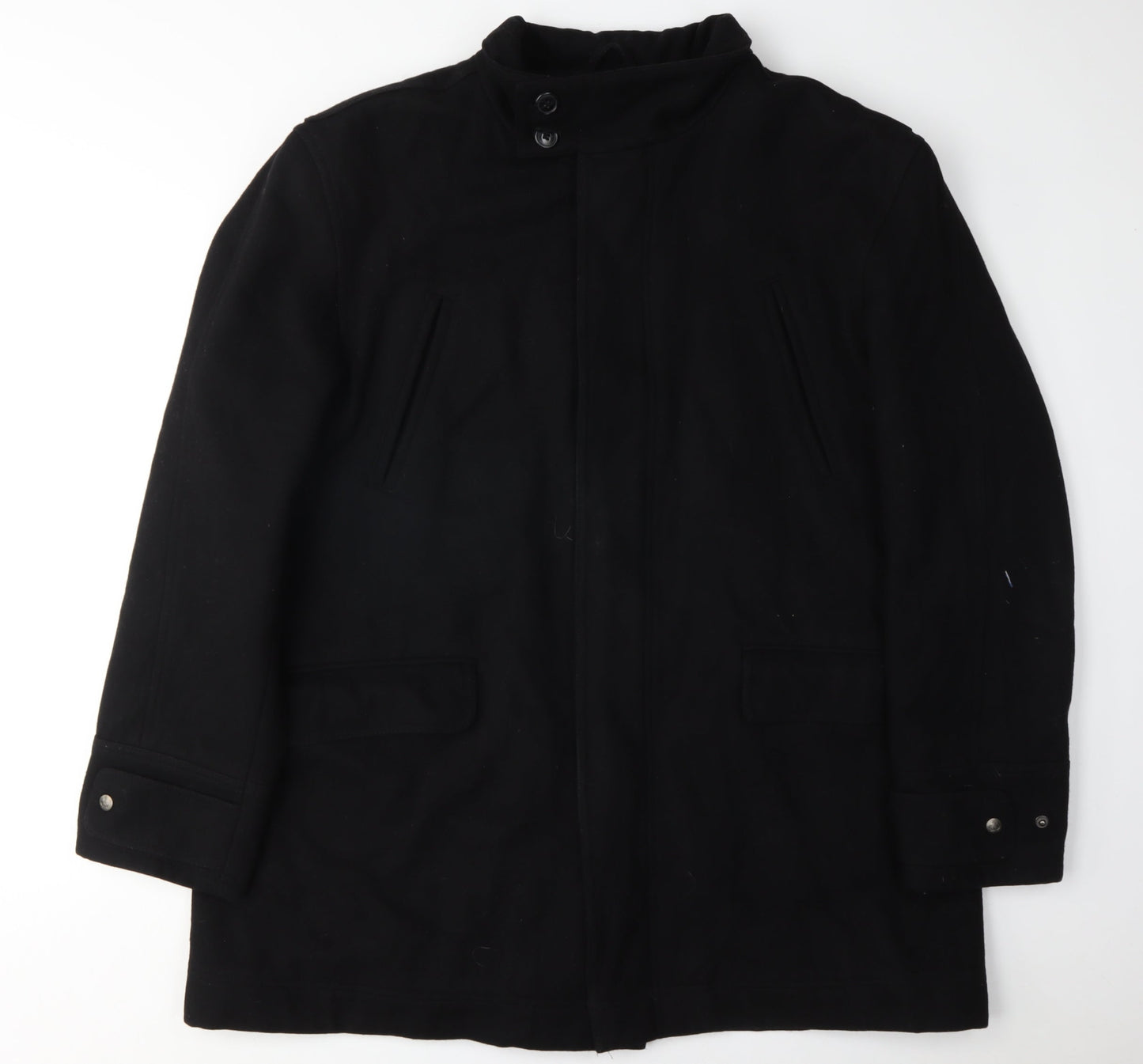 Jeff Banks Men's Black 2XL Wool Overcoat