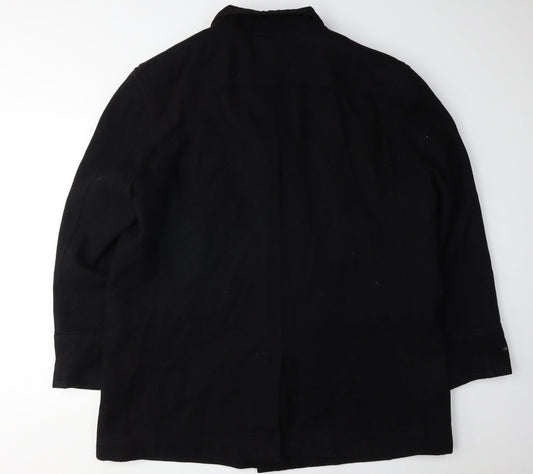 Jeff Banks Men's Black 2XL Wool Overcoat