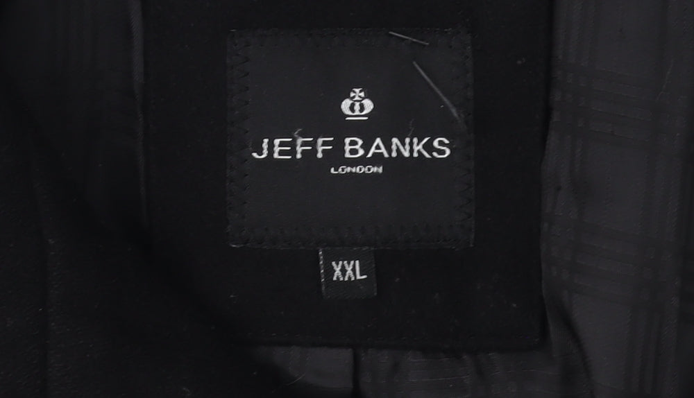 Jeff Banks Men's Black 2XL Wool Overcoat