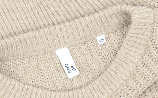 And/Or Women's Beige Chunky-Knit Pullover Jumper XS