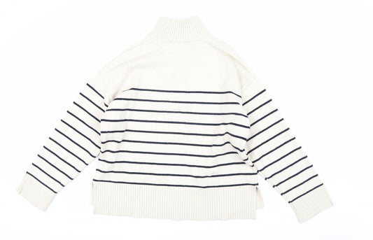 Zara Women’s Ivory Stripe Pullover Sweatshirt S