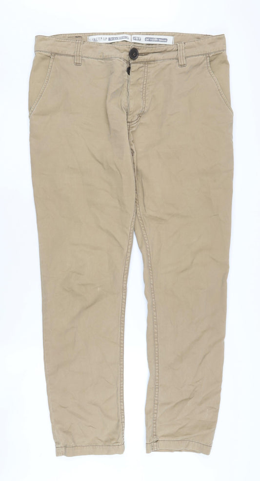 Firetrap Men's Beige Chino Trousers Size L