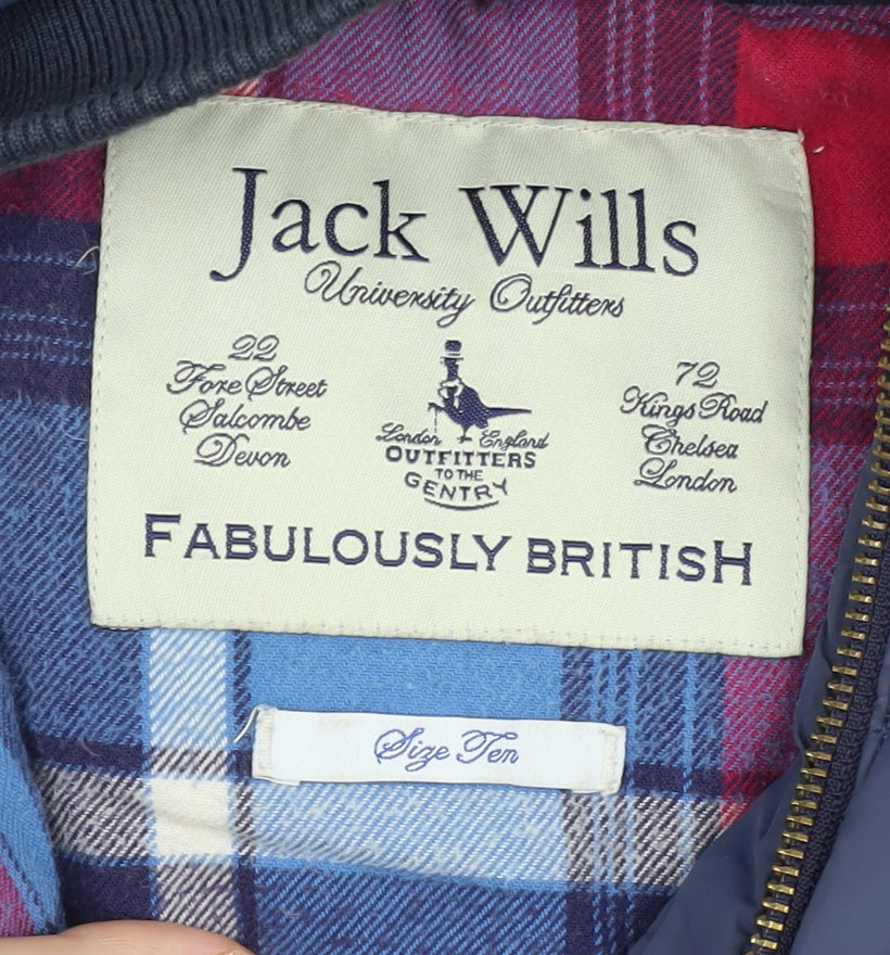 Jack Wills Women's Blue Puffer Waistcoat Size 10