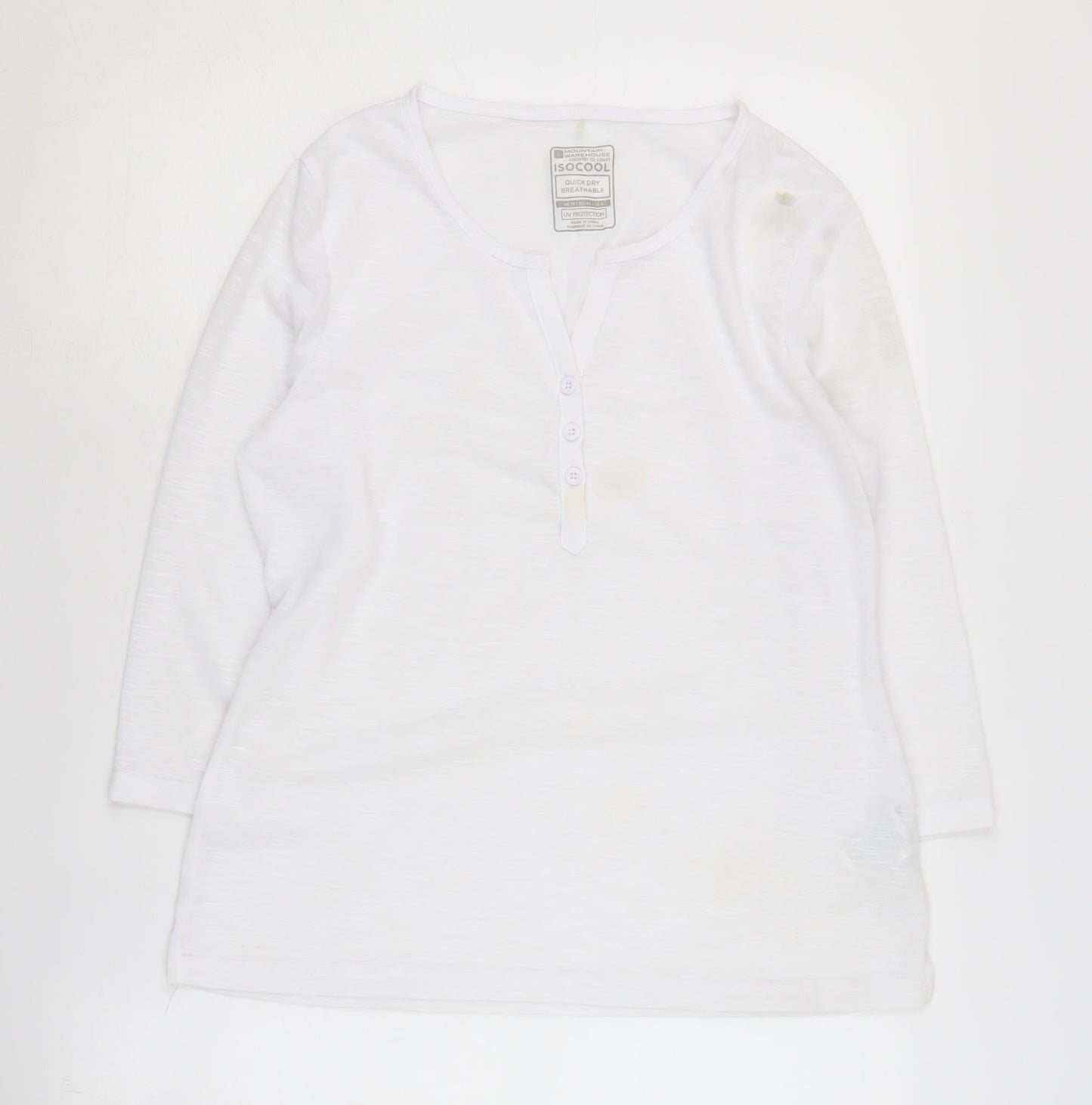 Mountain Warehouse Women's White T-Shirt Size 12 Henley