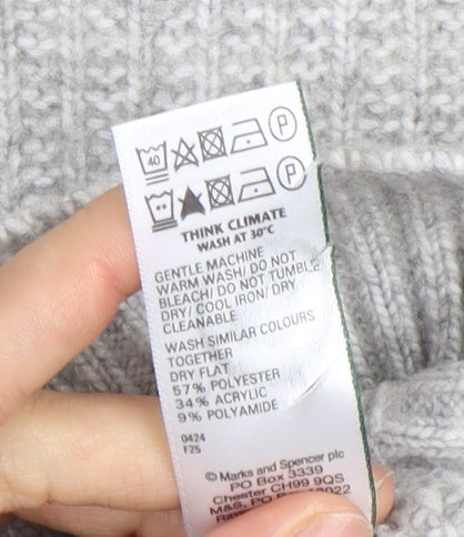 Marks and Spencer Women's Grey Roll Neck Jumper M