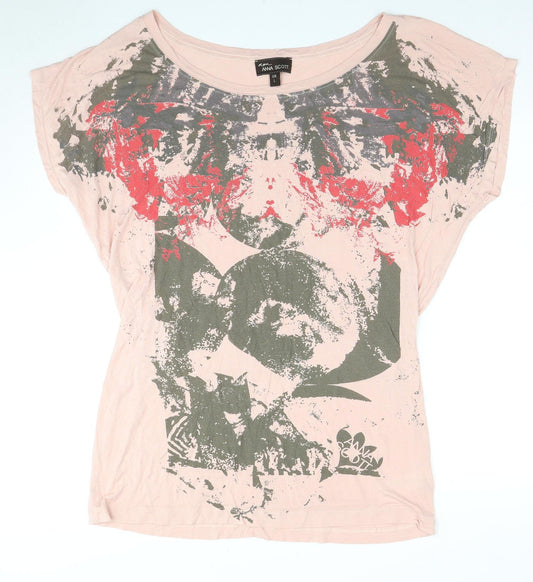 Womens UK Size 12 Anna Scott Pink Viscose T-Shirt