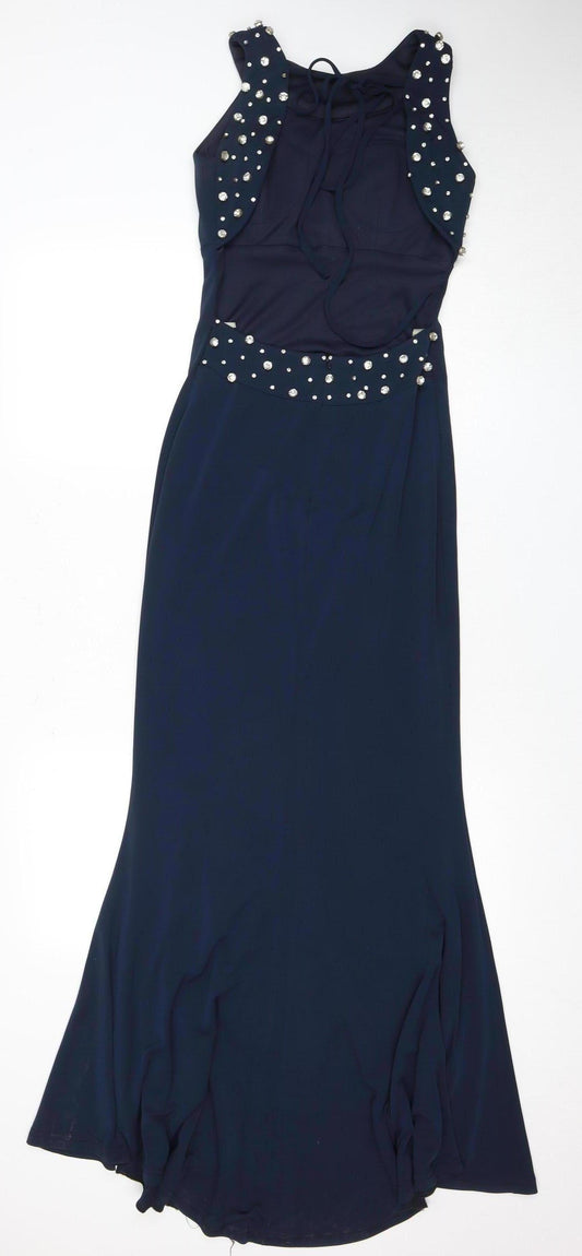 Pia Michi Women's Blue Long Formal Dress