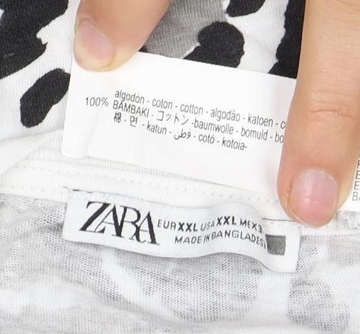 ZARA Women's Black Animal Print T-Shirt - Size 2XL