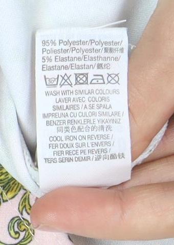 Brand and care label for Missguided Women's Multicoloured Bodycon Dress, size 10