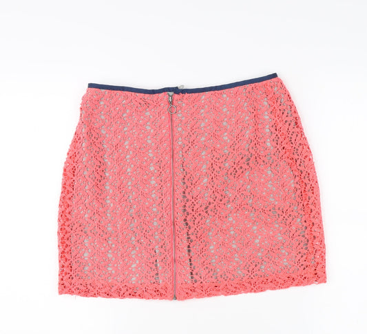 SuperDry Women's Pink Lace Pencil Skirt - Size S