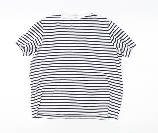 Jaeger Women's White Striped V-Neck T-Shirt