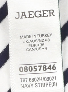 Jaeger Women's White Striped V-Neck T-Shirt