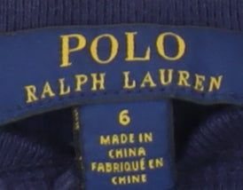 Brand and care label for Polo Ralph Lauren girls’ blue long sleeve pullover t-shirt - 10 years