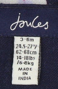 Brand and care label for Joules girls’ floral pinafore dress, multicoloured, 3-6 months