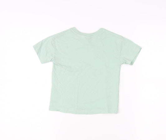 H&M Boys Green Marvel T-Shirt 2-3 Years Graphic Print Crew Neck