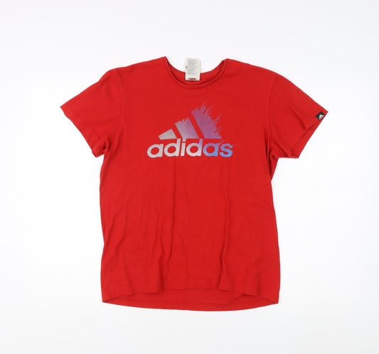 Mens UK Size S adidas Red Cotton T-Shirt