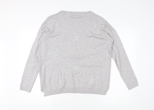 Hobbs Women's Grey Pullover Jumper M Crew Neck Stars