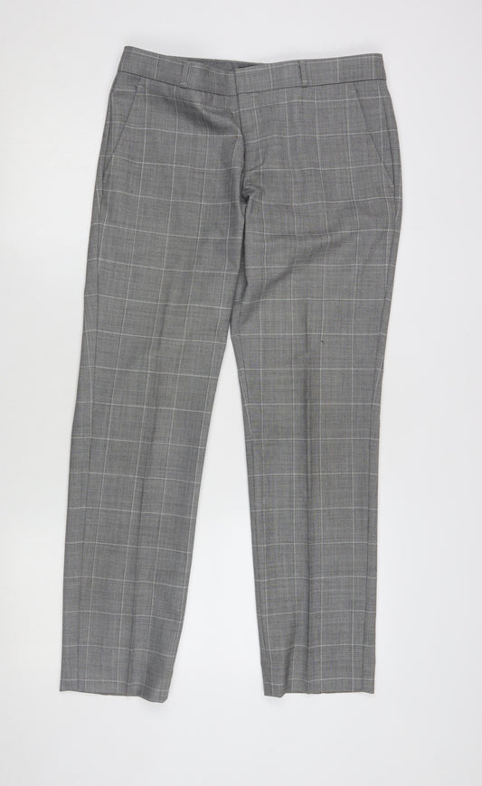 Banana Republic Women's Grey Check Trousers Size 12