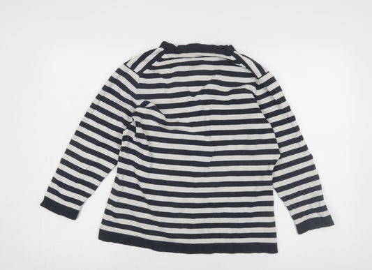 Jaeger Women's Multicoloured Striped Henley Jumper L