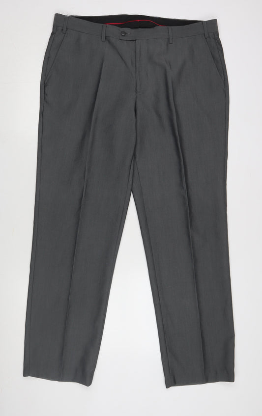 Bossi Men's Grey Trousers, Size 38, Formal Style