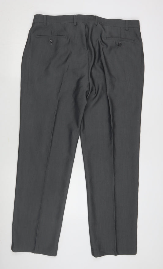 Bossi Men's Grey Trousers, Size 38, Formal Style
