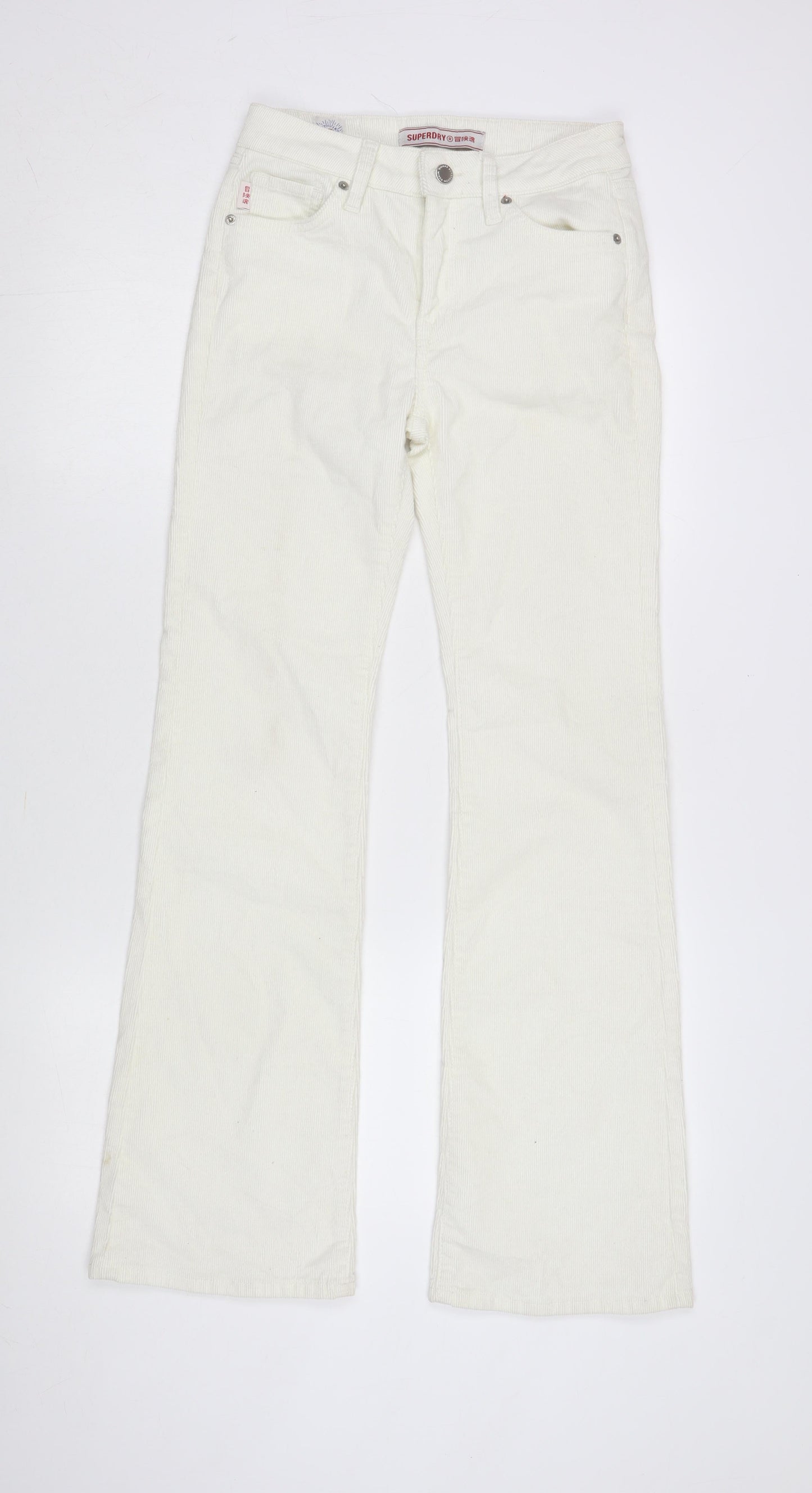 Superdry Women's White Flared Trousers, Size 26