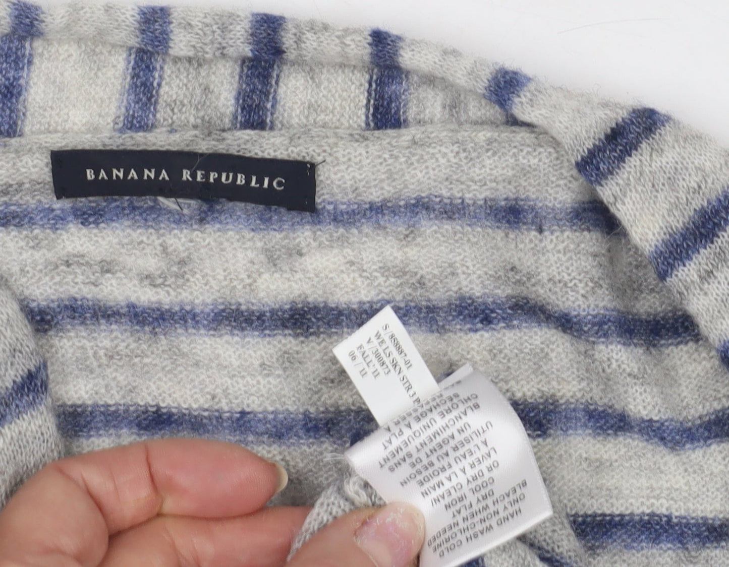 Banana Republic Women's Grey Striped Open Front Cardigan Size S