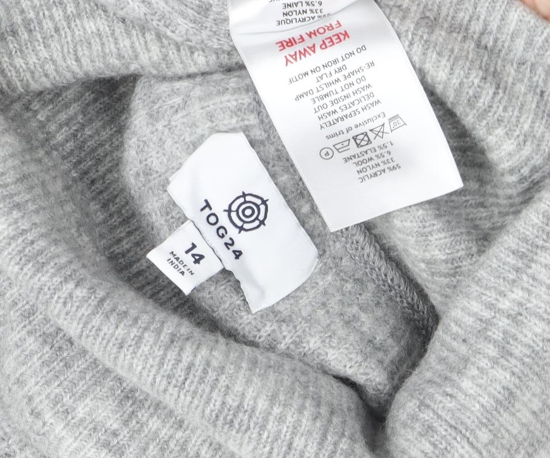 TOG24 Women's Grey Roll Neck Pullover Jumper Size 14