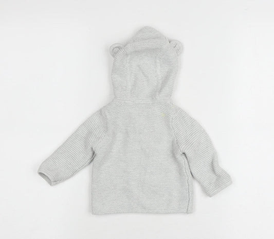 The Little White Company Baby Grey Hooded Cardigan 0-3 Months