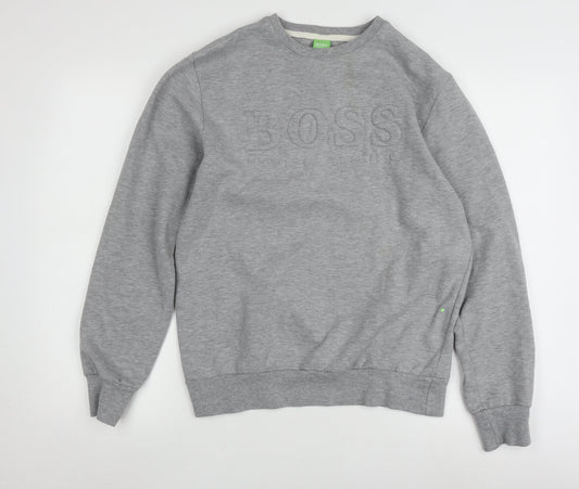 Hugo Boss Men's Grey Pullover Sweatshirt - Size M, Classic Logo
