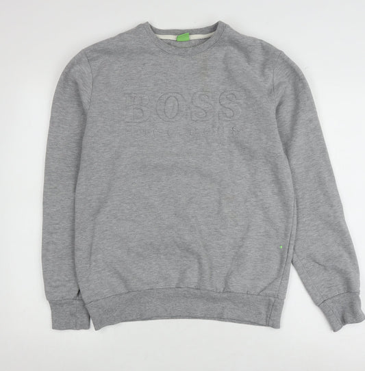 Hugo Boss Men's Grey Pullover Sweatshirt - Size M, Classic Logo