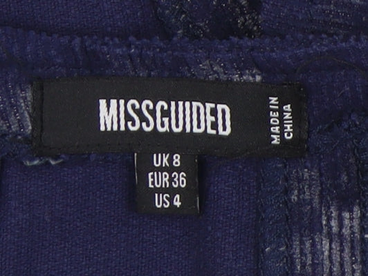 Close-up detail of Missguided Women's Blue Strapless Camisole Top, size 8