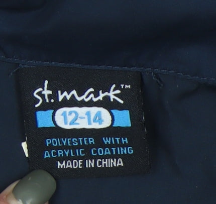Close-up detail of St Mark Blue Women's Windbreaker Jacket, size 12-14