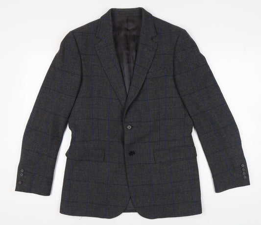 Jaeger Men's Grey Check Tweed Blazer Size 38R
