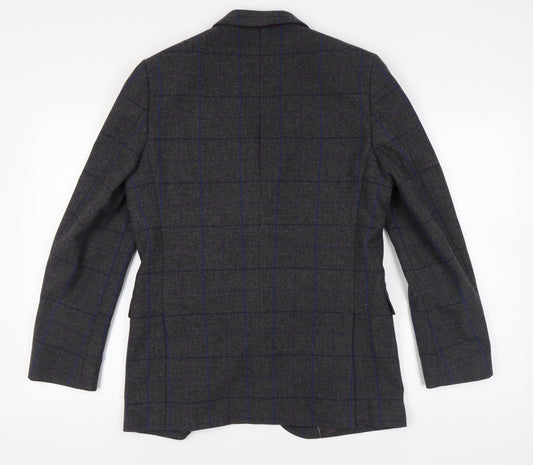 Jaeger Men's Grey Check Tweed Blazer Size 38R