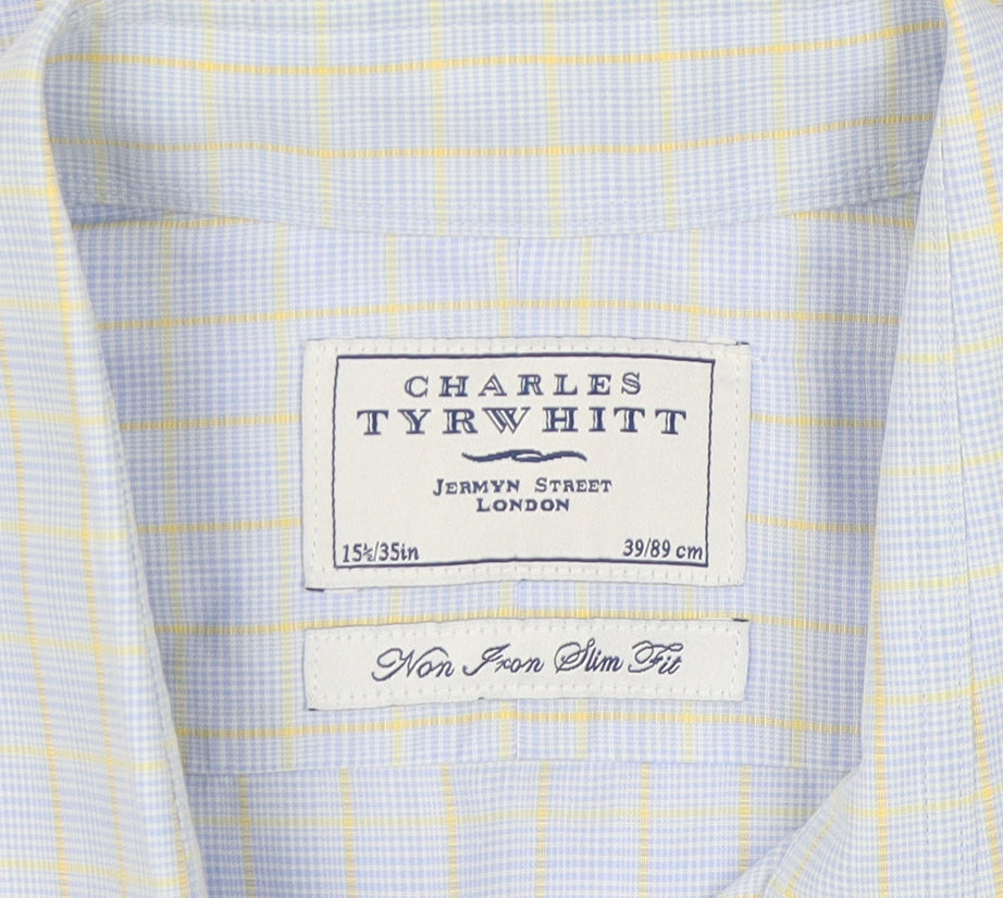 Charles Tyrwhitt Men's Blue Slim Fit Check Dress Shirt