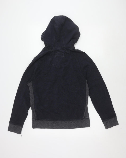 FatFace Men's Blue Henley Hoodie with Button Accents