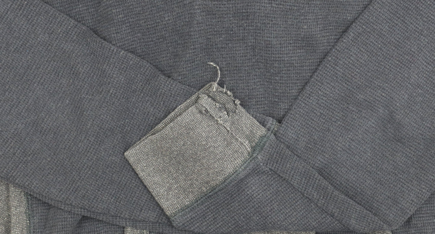 FatFace Men's Blue Henley Hoodie with Button Accents