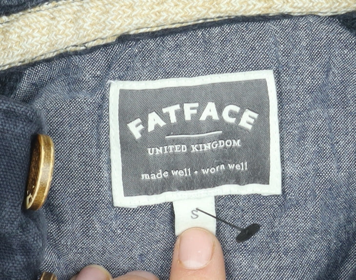 FatFace Men's Blue Henley Hoodie with Button Accents